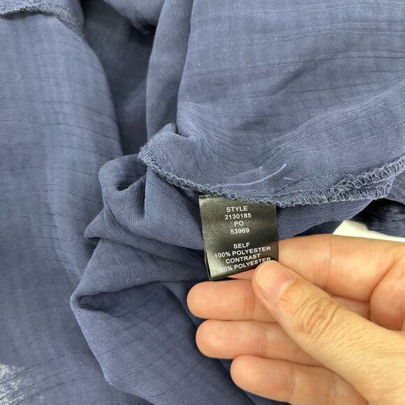 Current Air Polo Shirt Ribbed Knit Short Sleeve Crepe Collared Top Navy Blue M - Picture 4 of 9